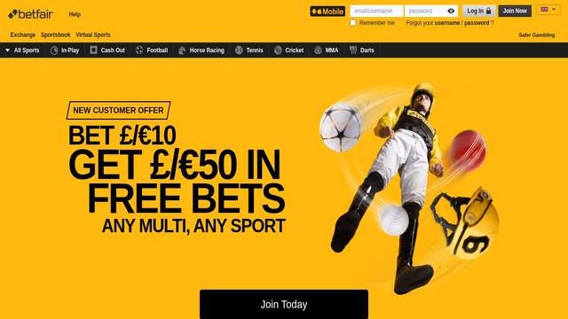 Betfair casino screenshot